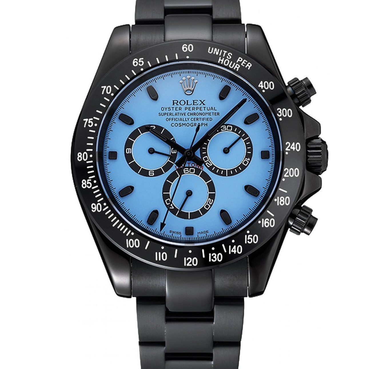 Case Rolex 1454250 Steel And Stainless Black Blue And Daytona Dial Bracelet Cosmograph Black 0624